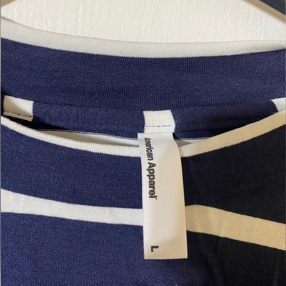 american apparel mock neck stripped shirt L - Picture 3 of 4